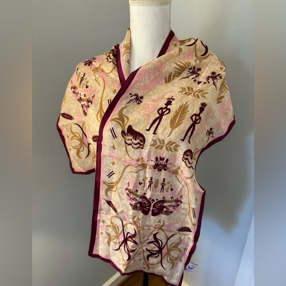 Warriors in Pink 100% silk pink/magenta/tan scarf for Breast Cancer Awareness